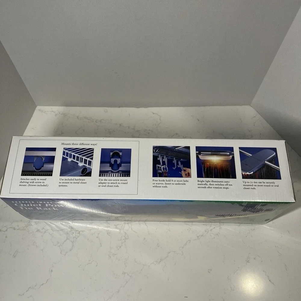 Sharper Image Design Quiet Power Tie Rack View 72 Ties Whisper-Quiet NEW Sealed
